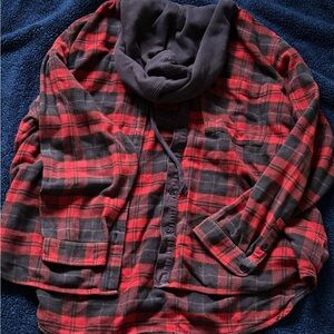 American Eagle Outfitters Red and Black Plaid Shirt